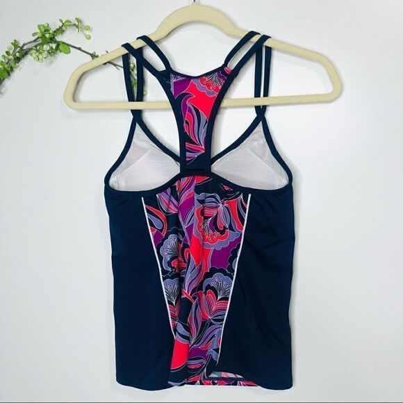 Land’s End Blue Coral Pink Tankini Swimsuit Top Racerback - Picture 6 of 7